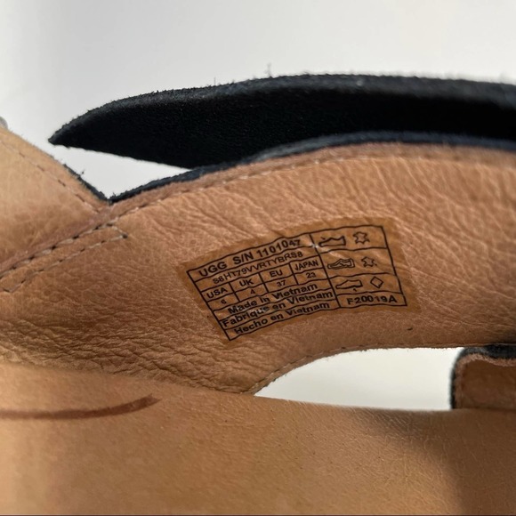 UGG Joanie Suede Bow Black Sandals Slingback Slippers Size 6 - Picture 6 of 12